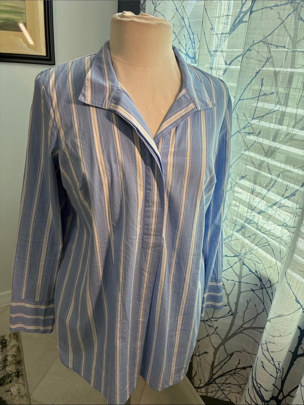 J. Jill Blue and White Striped Blouse